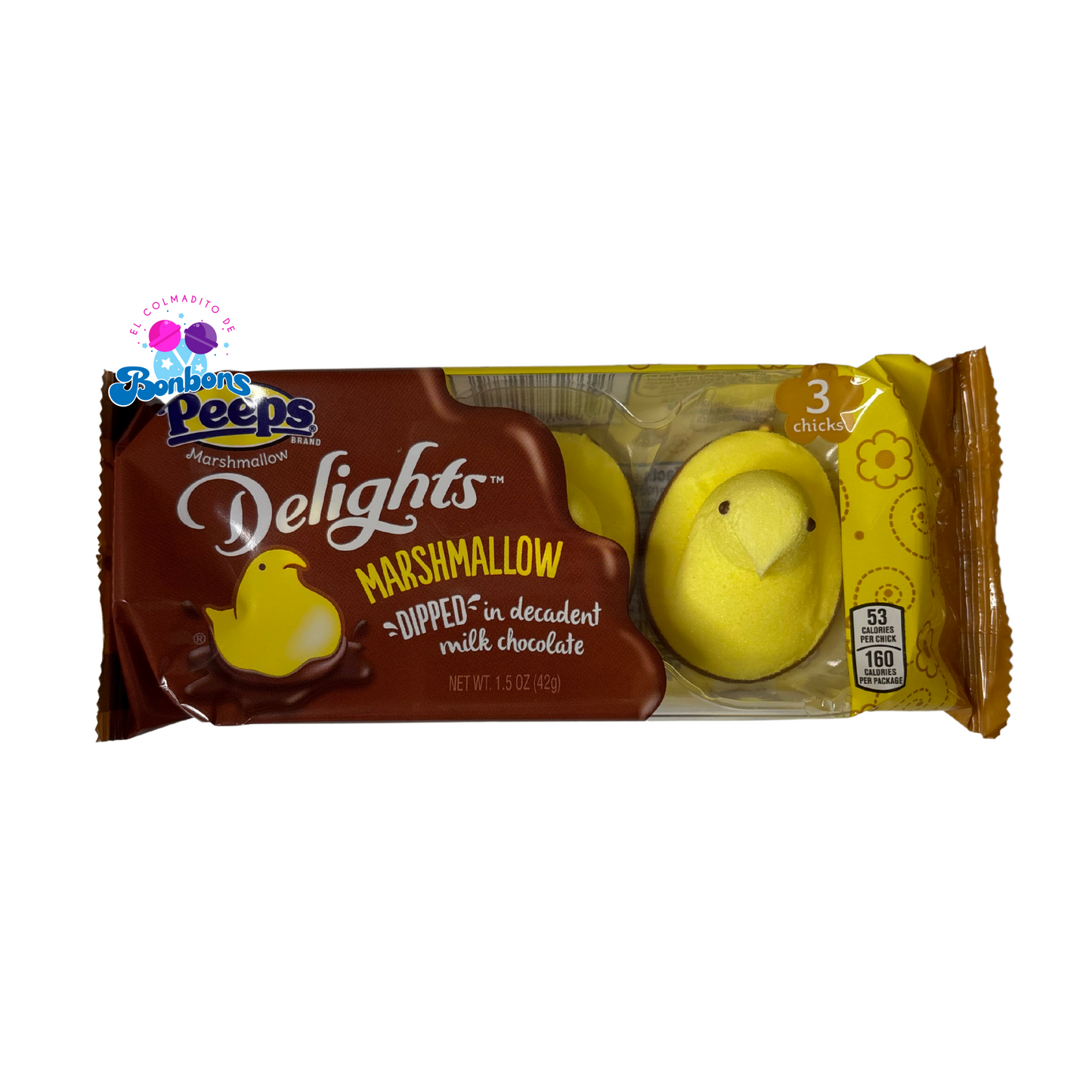PEEPS MARSHMALLOW DELIGHTS DIPPED MILK CHOCOLATE YELLOW CHICKS