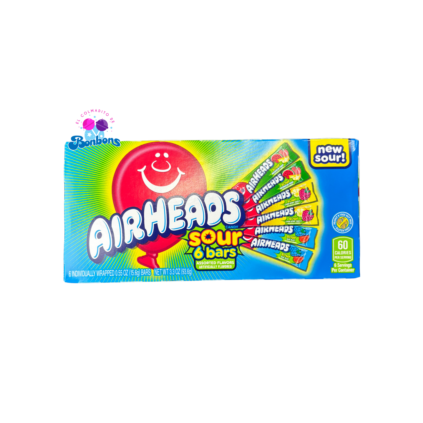 AIR HEADS 6 BARS SOUR ASSORTED FLAVORS