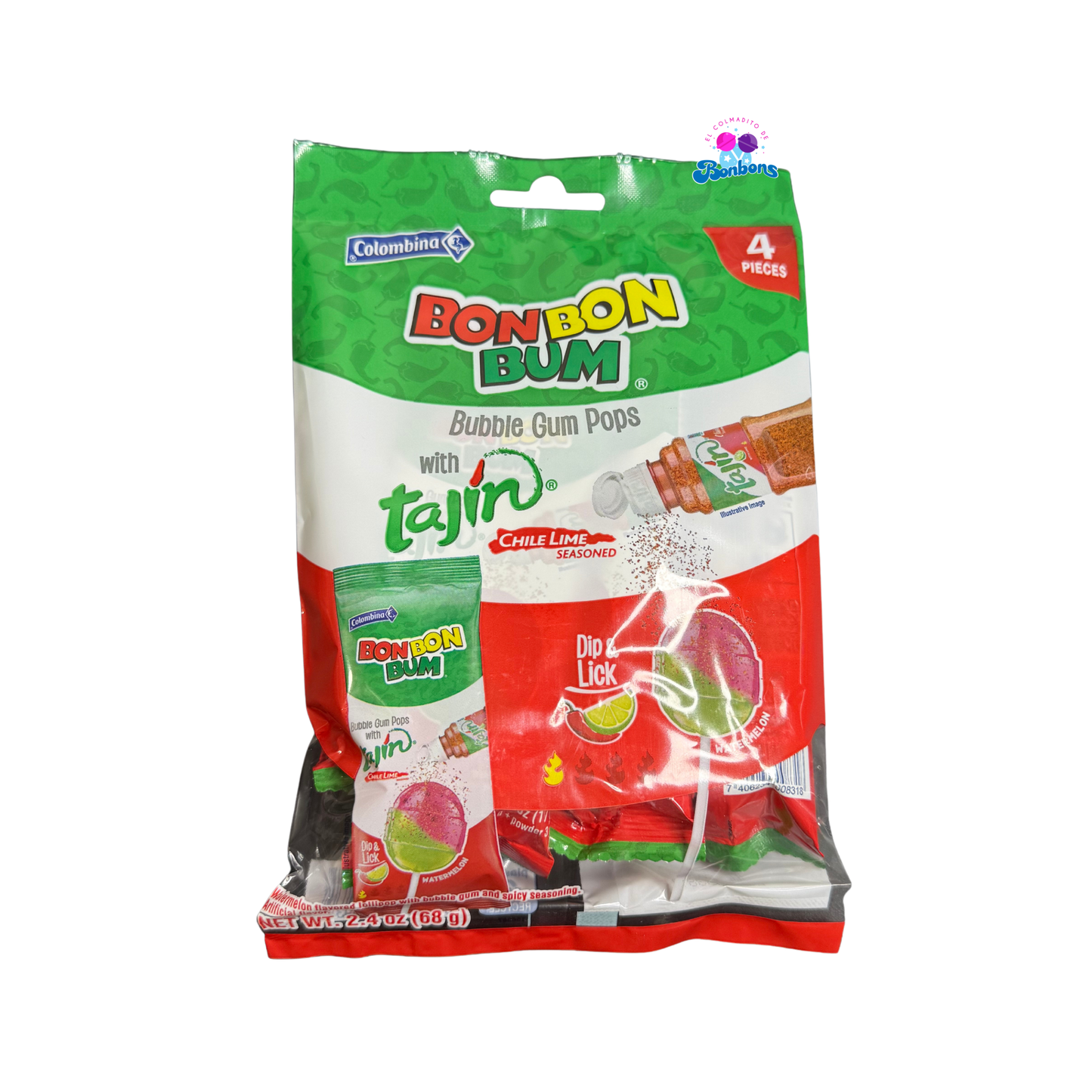 BON BON BUM BUBBLE GUM POPS WITH TAJÍN CHILE LIME